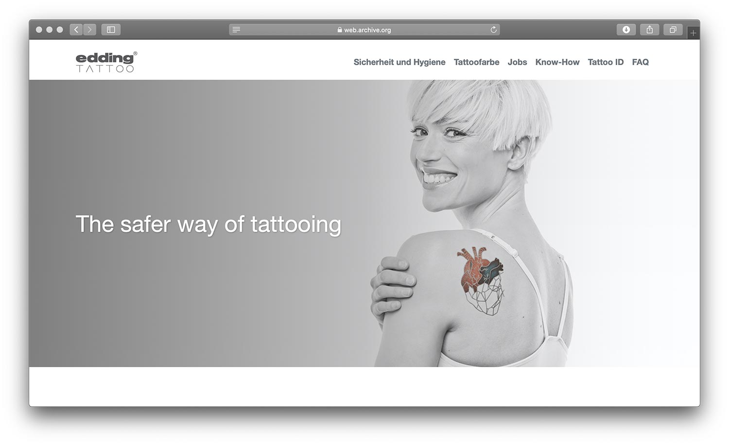 Mittlerweile offline: Die Edding Tattoo Website strotzte nur so vor "Selbstbewusstsein".