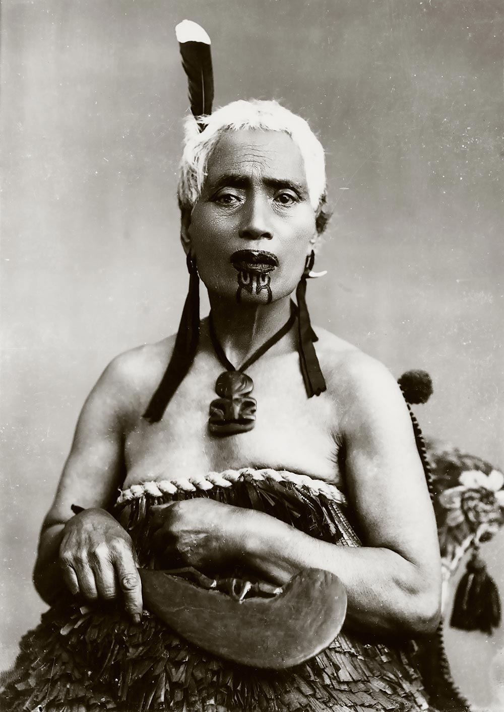 Eine Māori mit Kinn-Moko, ca. 1900er