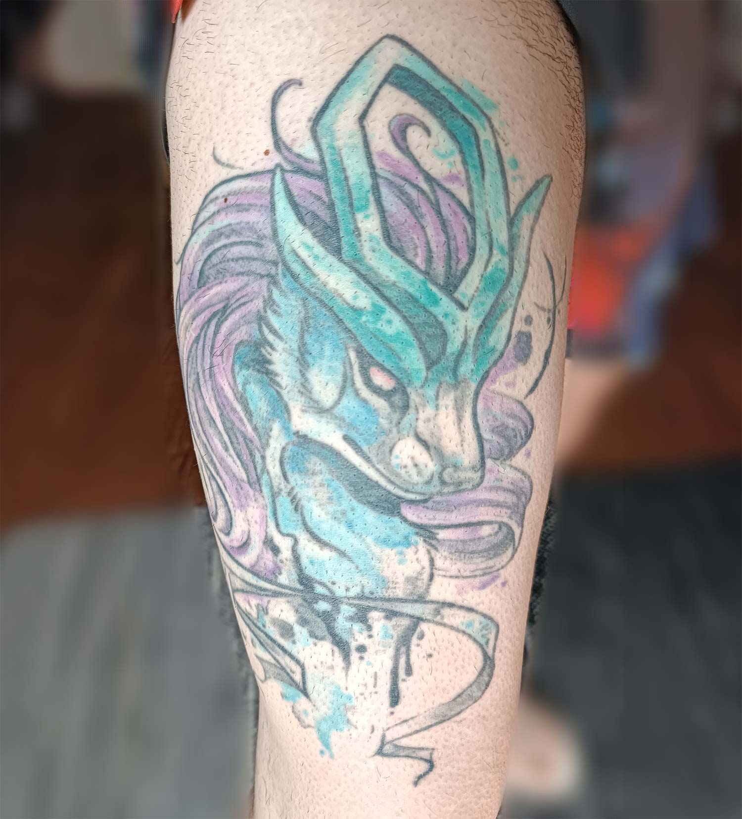 Markos Oberschenkel-Tattoo